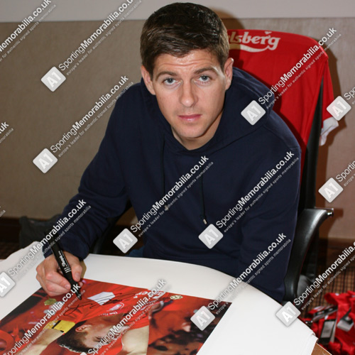 Steven Gerrard signing Liverpool Football Memorabilia for A1 Sporting Memorabilia Steven Gerrard signing Liverpool Football Memorabilia for A1 Sporting Memorabilia