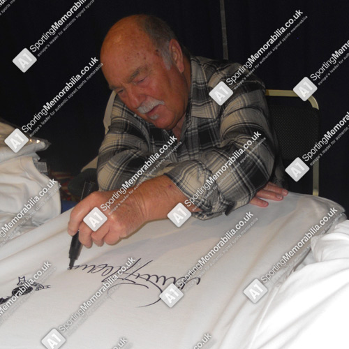 Jimmy Greaves signing Tottenham shirts for A1 Sporting Memorabilia