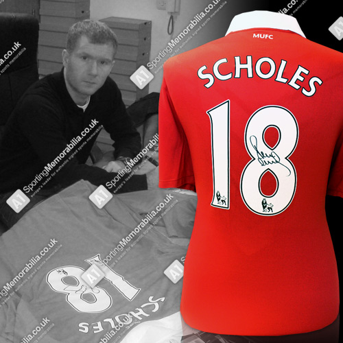 Paul Scholes hand signed Manchester United shirt - 2010/2011