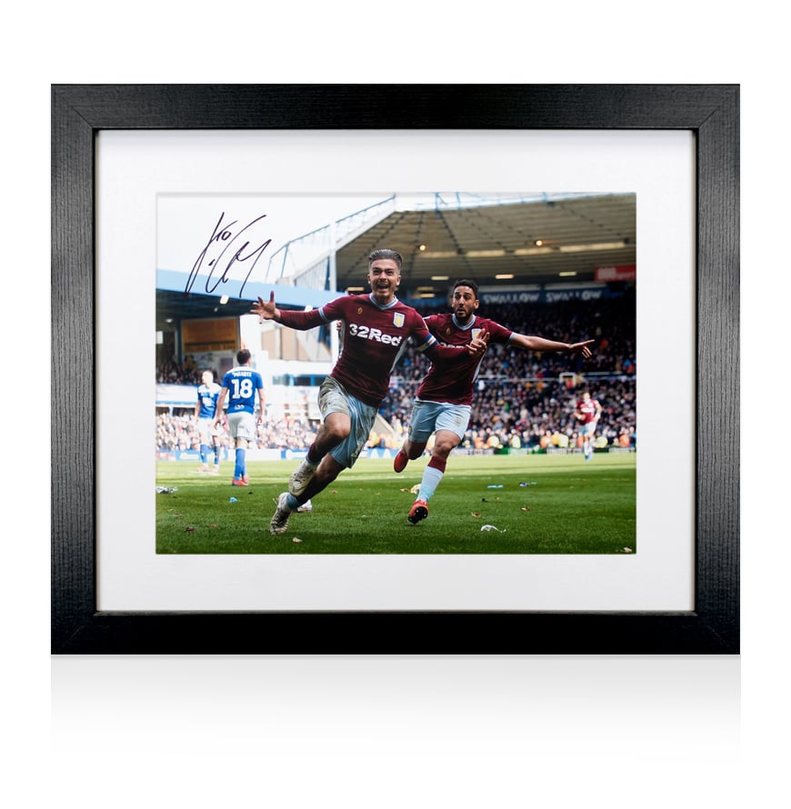 Framed Jack Grealish Signed Aston Villa Photo: Birmingham Derby Goal Celebration