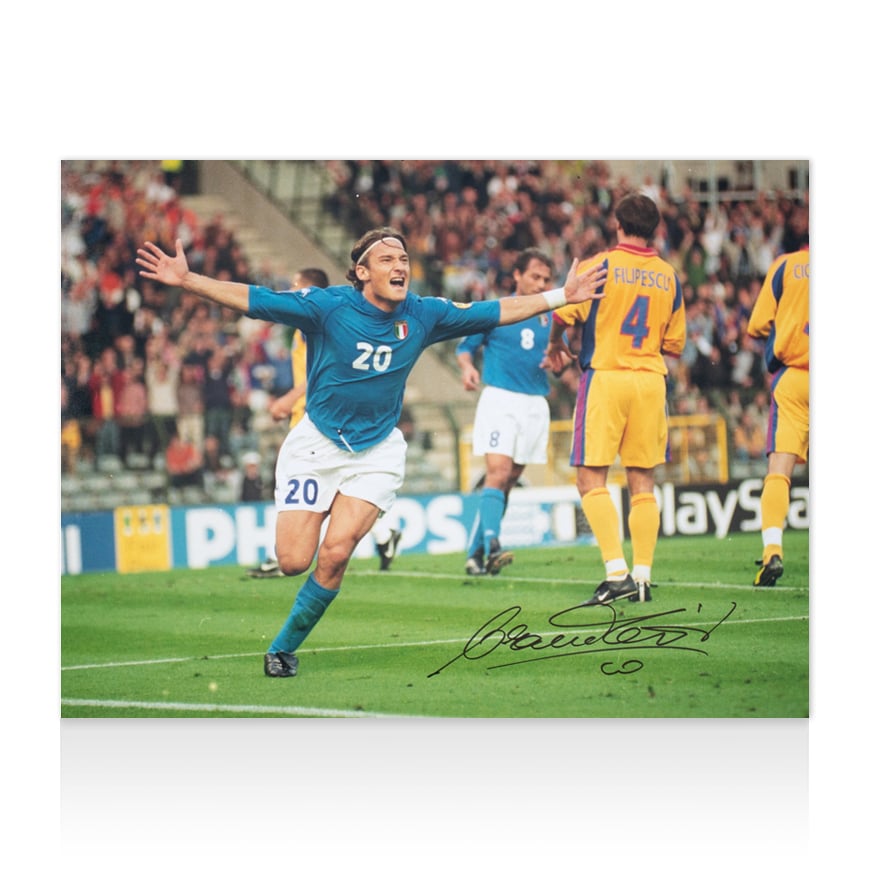 Francesco Totti Signed Italy Photo: EURO 2000 Goal vs Romania