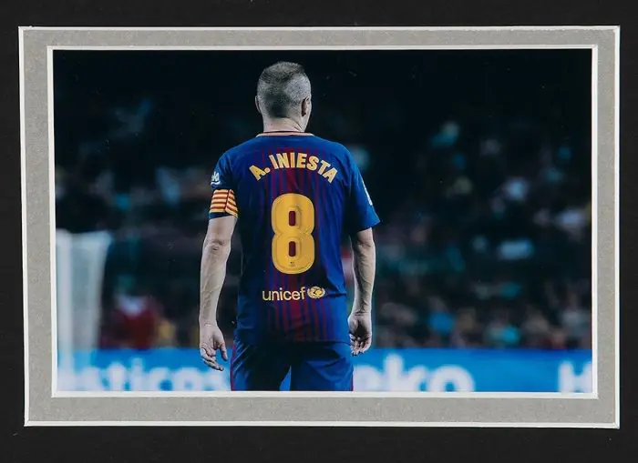 PRE-FRAMED Andres Iniesta Back Signed Barcelona 2017-18 Home Shirt