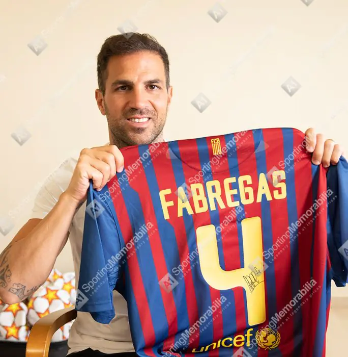 Cesc Fabregas Signed Barcelona Shirt - 2011-12, Number 4 - Genuine