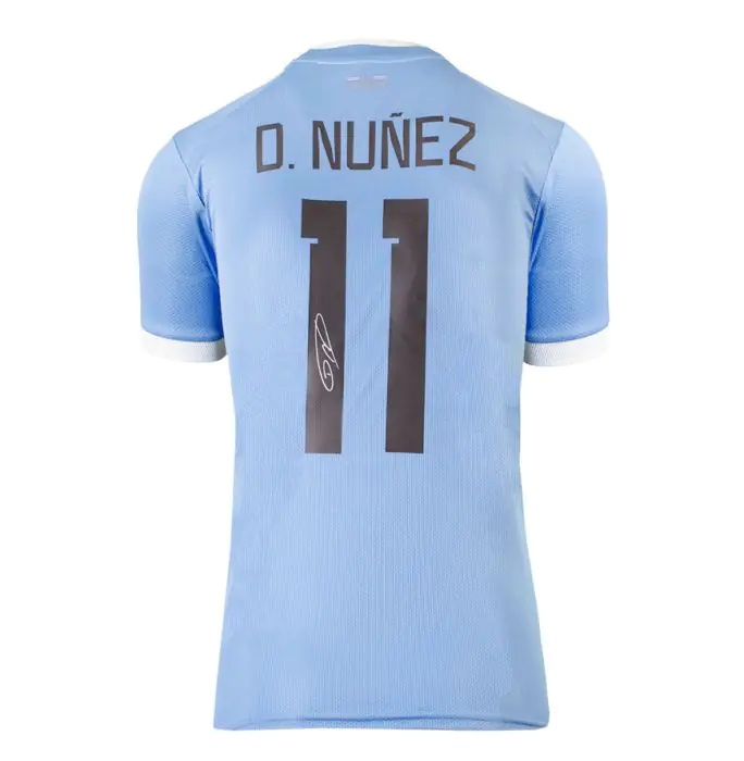 Framed Darwin Nunez Signed Uruguay Shirt - 2022-23, Home, Number