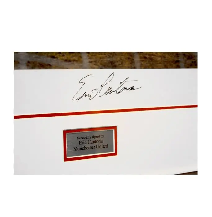 Framed Eric Cantona Signed Manchester United Photo - Penalty vs