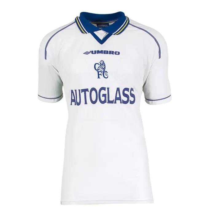 Gianfranco Zola Signed Chelsea Shirt - Umbro 1998-00 Away, White