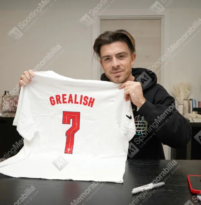 Jack Grealish Signed England T-Shirt - Number 7 - Genuine Signed