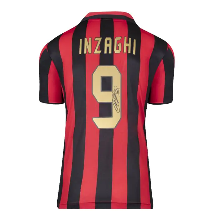 Framed Filippo Inzaghi Signed AC Milan Shirt: Home - Panoramic