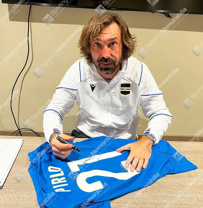 Andrea Pirlo Signed Italy Shirt: Home, 2014-15 - Genuine Signed