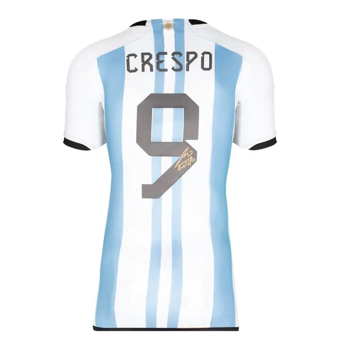 Framed Hernan Crespo Signed Argentina Shirt: Home, 2022-23