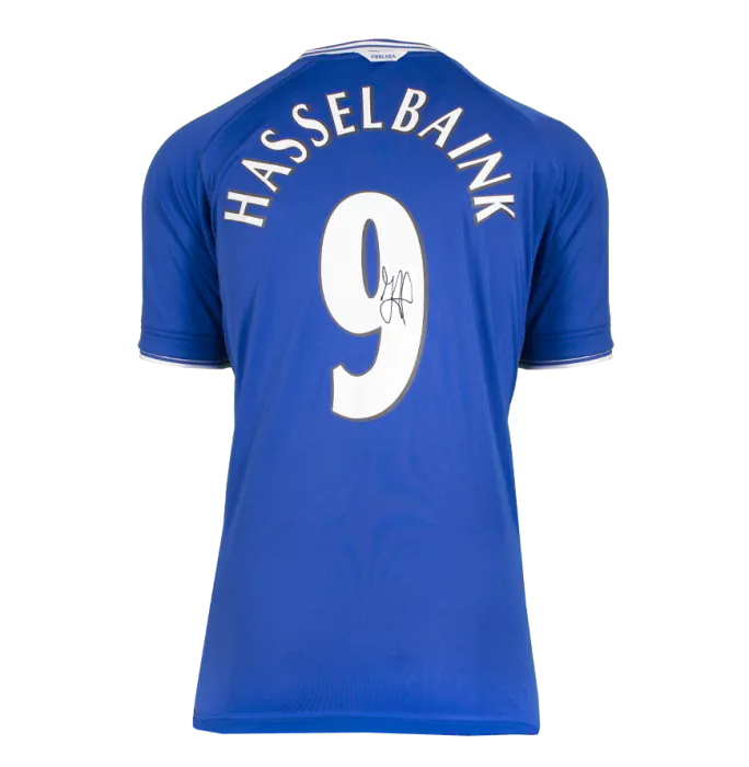 ウェア Chelsea #9 Hasselbaink Signed Framed Jimmy Floyd Hasselbaink Signed Chelsea Shirt: Home, 2000-01