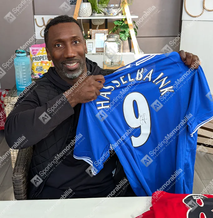 Jimmy Floyd Hasselbaink Signed Chelsea Shirt: Home, 2000-01