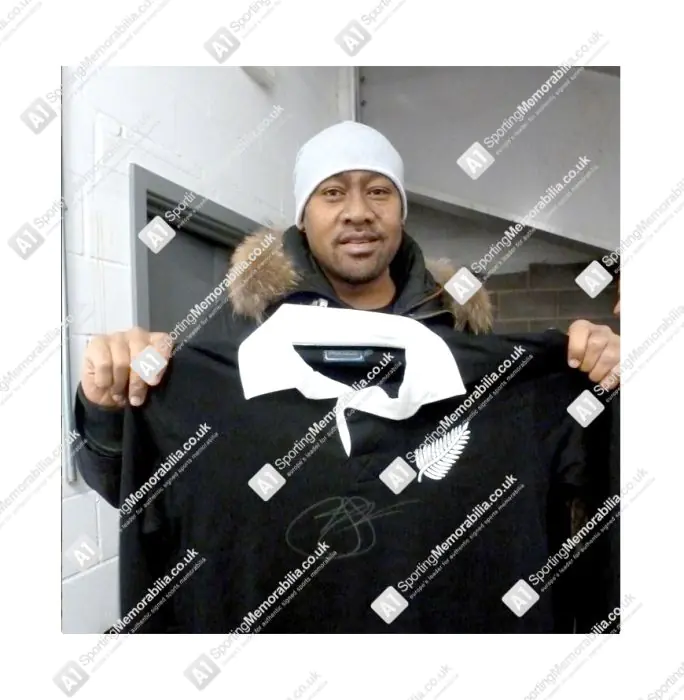 Jonah Lomu Signed New Zealand All Blacks Rugby Shirt - Genuine