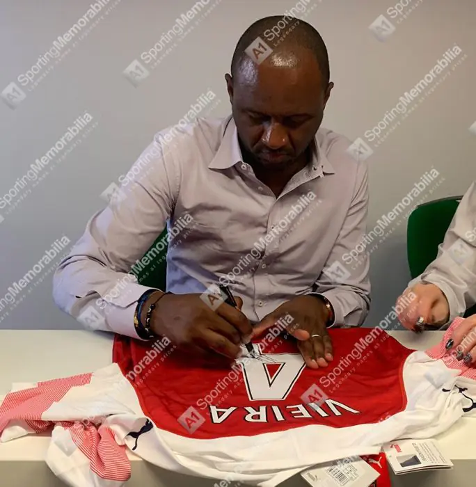 Patrick Vieira Signed Arsenal Shirt - Number 4 - Genuine Signed