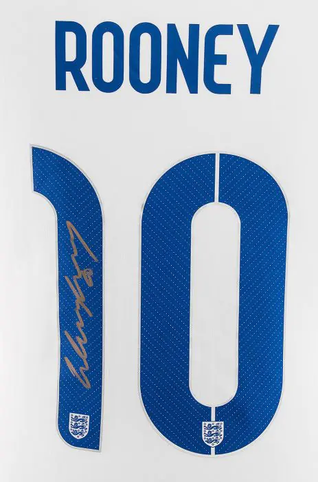 Wayne Rooney Signed England Shirt Number 10 - Gold Signature