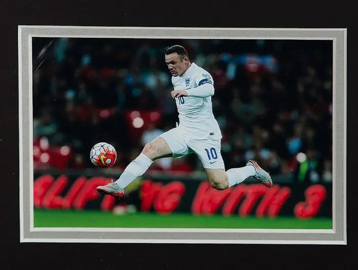 PRE-FRAMED Wayne Rooney Signed England Shirt Number 10, Gold