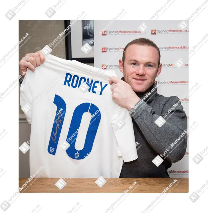 Wayne Rooney Signed England Shirt Number 10 - Gold Signature