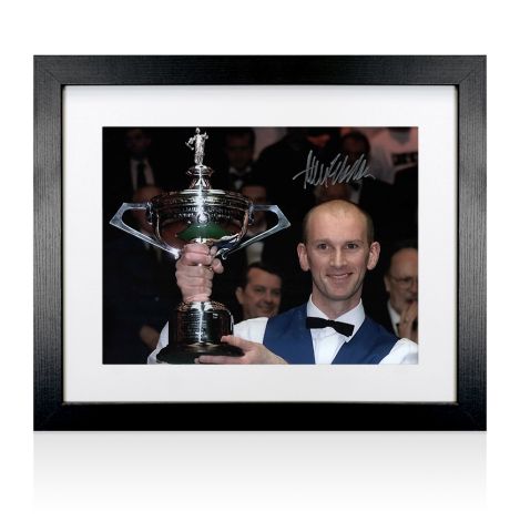 Framed Peter Ebdon Signed Photo - 2002 Snooker World Champion Lifting Trophy