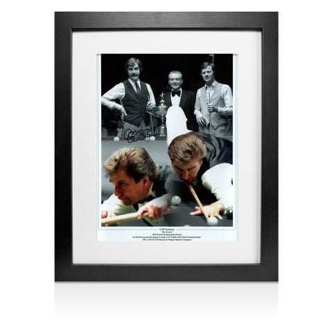 Framed Cliff Thorburn Signed Photo - Snooker Honours Montage 