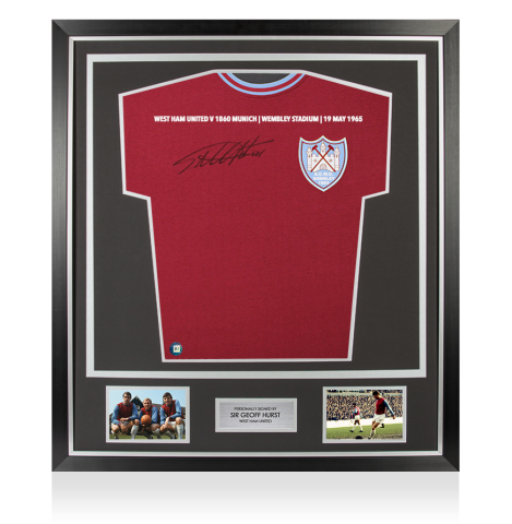 Framed Geoff Hurst Signed West Ham United Shirt: 1965 ECWC Final - Premium