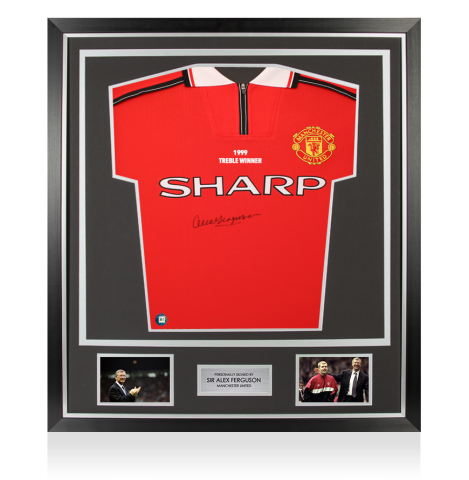 Framed Alex Ferguson Signed Manchester United Shirt: Home, 1999-00 - Premium - Personalised