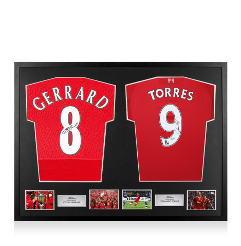 Framed Steven Gerrard & Fernando Torres Signed Liverpool Shirts - Dual Framed