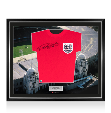Framed Sir Geoff Hurst Signed 1966 England Shirt - Score Draw - The Stadium Collection