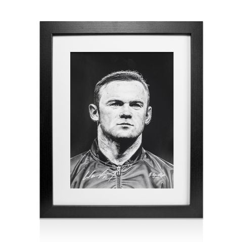 Framed Wayne Rooney Signed Portrait Print - Hand-Drawn Tribute