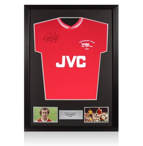 Framed Liam Brady Signed Arsenal Shirt - Centenary Shirt