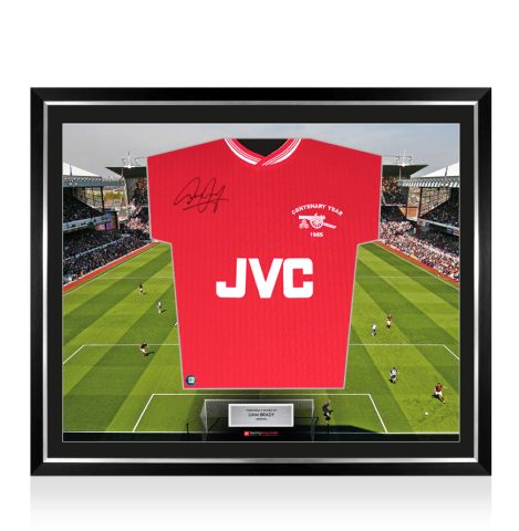Framed Liam Brady Signed Arsenal Shirt: Centenary Shirt - The Stadium Collection