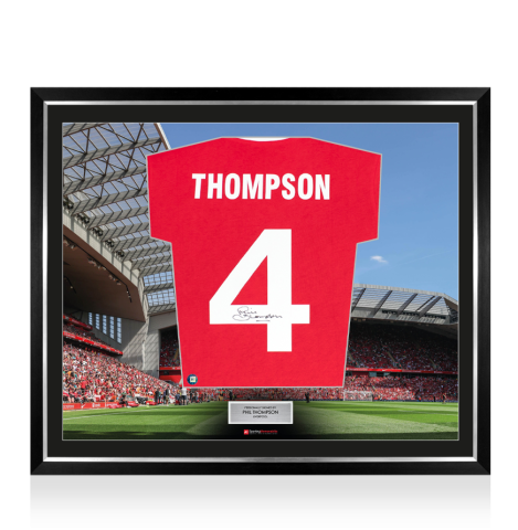 Framed Phil Thompson Back Signed Liverpool Shirt :1978, Number 4 - The Stadium Collection