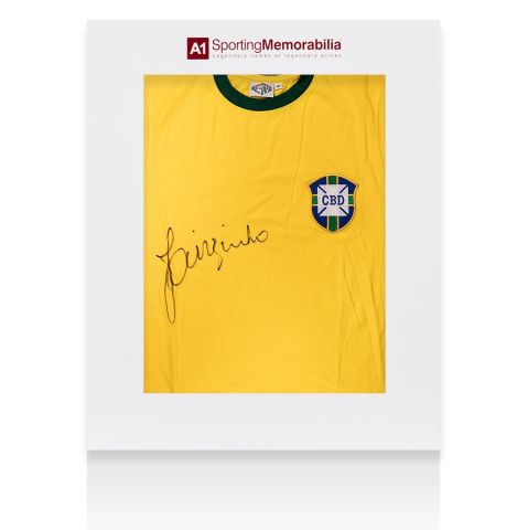 Jairzinho Front Signed Brazil Shirt - Gift Box