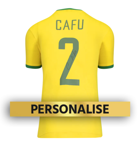 PRE-ORDER Cafu Signed and Personally Dedicated Brazil Home Shirt