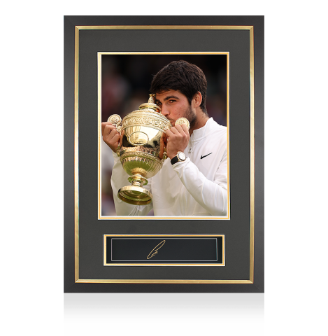 Carlos Alcaraz Signed Plaque and Photo Frame: 2023 Wimbledon Winner