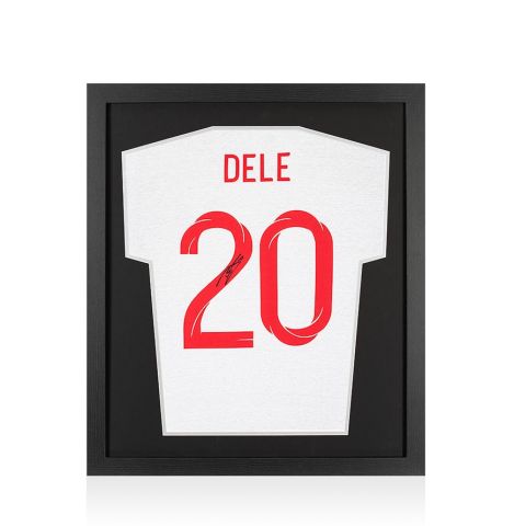 PRE-FRAMED Dele Alli Signed England 2018/19 Style T-Shirt Number 20 - Compact