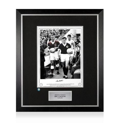 Premium Framed Eric Caldow Signed Scotland Photo - Wales vs Scotland 1962
