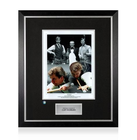 Premium Framed Cliff Thorburn Signed Photo - Snooker Honours Montage 