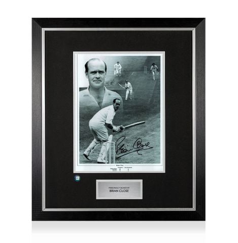 Premium Framed Brian Close Signed Photo - Cricket Legend