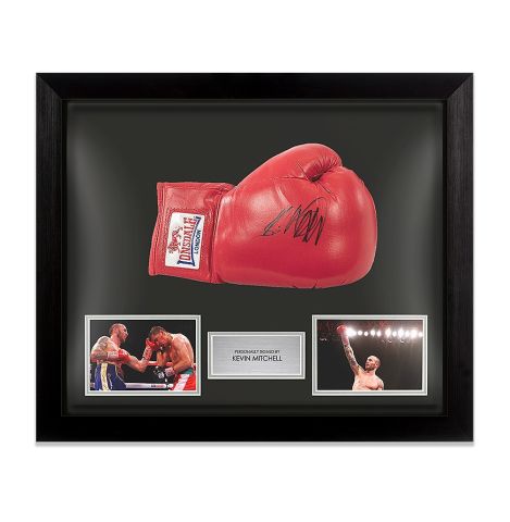 PRE-FRAMED Kevin Mitchell Signed Boxing Glove - Bubble Framed