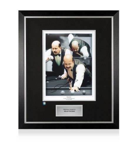 Premium Framed Willie Thorne Signed Snooker Photo: Montage