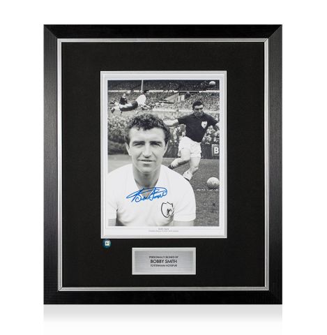 Premium Framed Bobby Smith Signed Photo - Tottenham Hotspur Legend, Signed In Blue