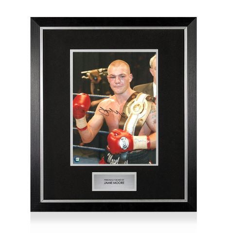 Premium Framed Jamie Moore Signed Photo - Belt On Shoulder