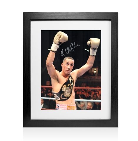 Framed James DeGale Signed Photo - Arms Up Celebration