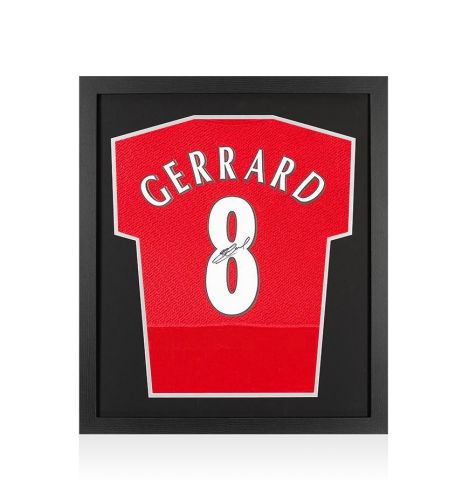 Framed Steven Gerrard Signed Liverpool Shirt - Istanbul 2005 Champions League Final Number 8 - Compact