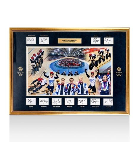 London 2012 British Track Cycling Team Framed with 11 Signed Cards