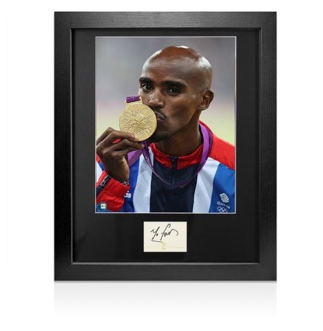 Framed Sir Mo Farah Signed Autograph Card -  London 2012 Olympics