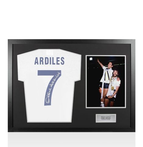 Framed Ossie Ardiles Signed Tottenham Hotspur Shirt - 1978, Number 7 - Panoramic