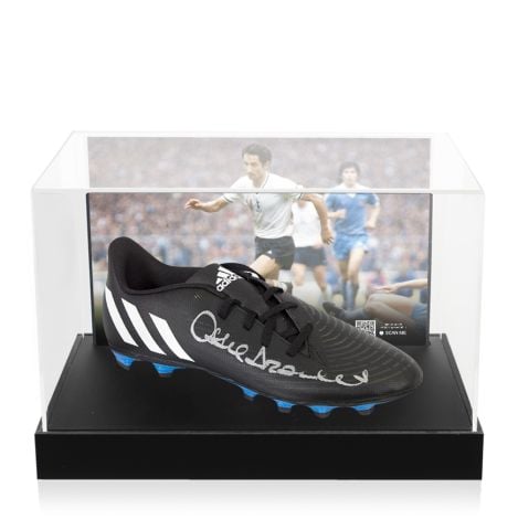 Ossie Ardiles Signed Football Boot - Adidas - In Acrylic Photo Display Case