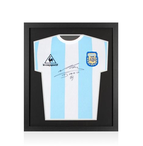 Framed Diego Maradona Signed Shirt - 1986, Home - Compact