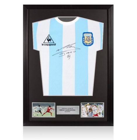 Framed Diego Maradona Signed Shirt - 1986, Home